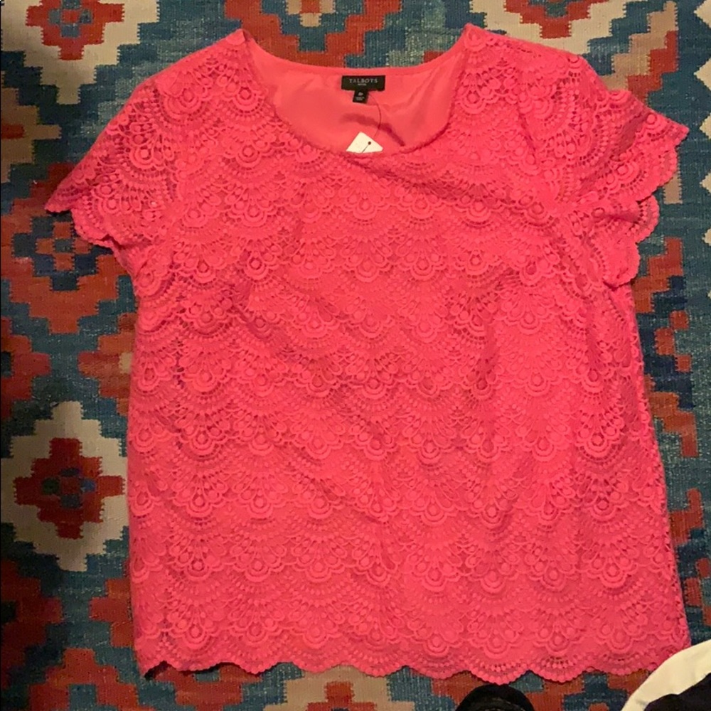 Talbots never-worn pink lace top
